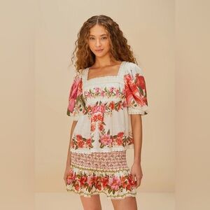 FARM RIO Off-White Summer Fruit Mini Skirt